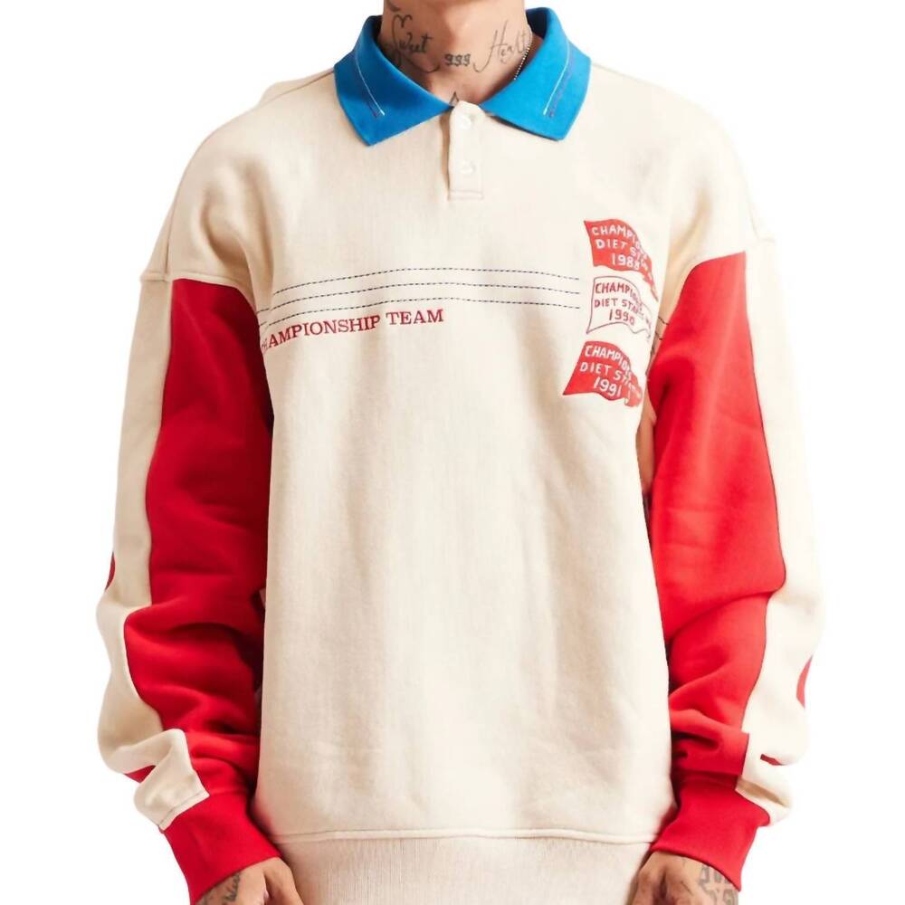 NEW DIET STARTS MONDAY champion sport pullover in antique white & red